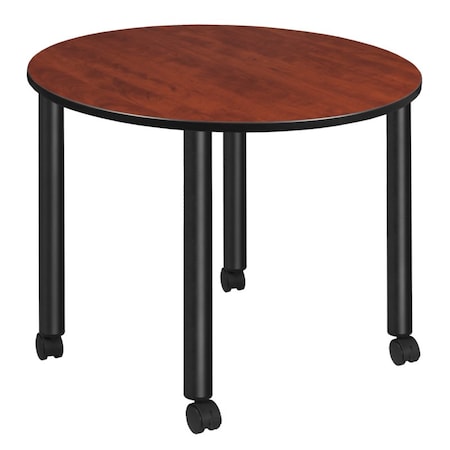 Regency Kee Mobile Tables, 48 W, 48 L, 29 H, Wood, Metal Top, Cherry TBMC48RNDCHBK